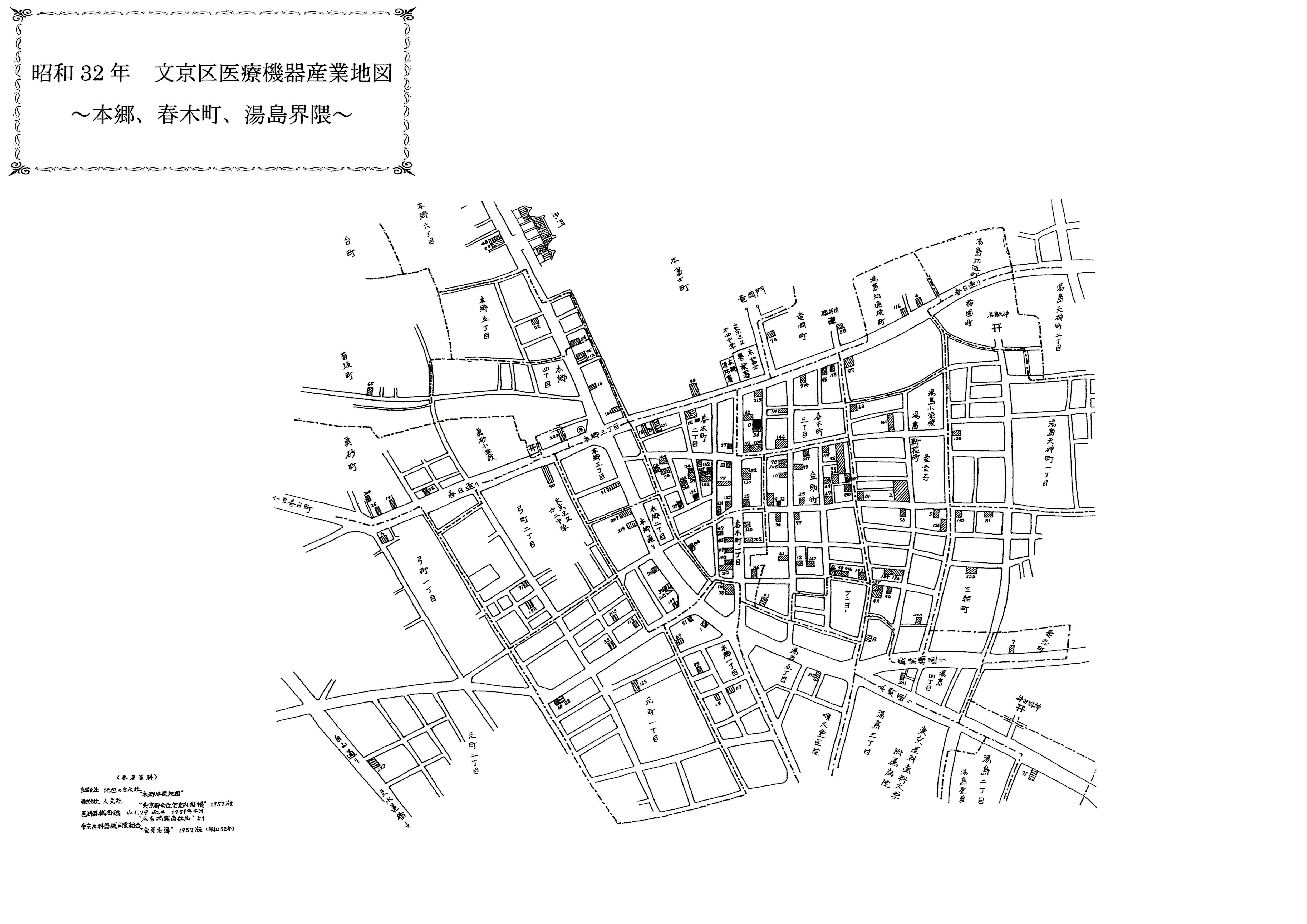 昭和32年 文京区医療機器産業地図